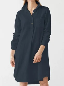 Women's Plus Size Curve Shirt Dress Casual Dress Solid Color Midi Dress Long Sleeve Ruched Shirt Collar Fashion Outdoor White Brown Fall Winter L XL XXL 3XL 4XL -HANs Plus Size Style Shop rzglox1693970747500