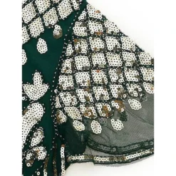 Women's Retro 1920s Fringe Dress Midi Dress Party Halloween Sequins Tassel Fringe Floral V Neck Short Sleeve Regular Fit Spring Fall 2023 Silver Black S M L XL -HANs Plus Size Style Shop sakyfw1692849715815