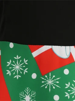 Women's Christmas Swing Dress Vintage Dress Midi Dress Green Blue Light Green Long Sleeve Santa Claus Bow Winter Fall Autumn Crew Neck Fashion Daily Date 2022 S M L XL XXL 3XL -HANs Plus Size Style Shop sbvikj1667894622813