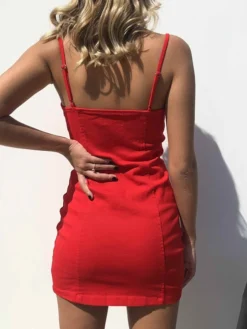 Women's Sheath Dress Mini Dress Black White Red Sleeveless Pure Color Zipper Spring Summer Spaghetti Strap Stylish Party 2022 XS S M L XL XXL 3XL -HANs Plus Size Style Shop sbxsnl1638356119038