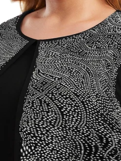 Women's Plus Size Curve Party Dress Cocktail Dress Sheath Dress Solid Color Midi Dress 3/4 Length Sleeve Patchwork Fake Two Piece Crew Neck Fashion Party Black Wine Fall Winter XL XXL 3XL 4XL 5XL -HANs Plus Size Style Shop scqkov1695362734212