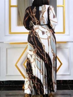 Women‘s Plus Size Curve Work Dress Print Crew Neck Print Long Sleeve Fall Spring Fashion Elegant Maxi Long Dress Formal Work Dress -HANs Plus Size Style Shop sdnqxe1646217572781