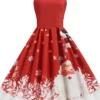 Women's Christmas Midi Dress Black Red Sleeveless Santa Claus Print Spring Summer Spaghetti Strap 2022 S M L XL 2XL