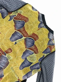 Women‘s Plus Size Curve Party Dress Cocktail Dress Wedding Guest Dress Midi Dress Yellow Long Sleeve Color Block Mesh Summer Spring Fall Stand Collar Fashion Wedding Guest Vacation Fall Dress 2023 -HANs Plus Size Style Shop smkoux1691564237645