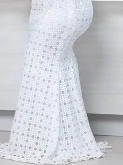 Women‘s Plus Size Curve Holiday Dress Solid Color V Neck Half Sleeve Fall Spring Formal Prom Dress Maxi Long Dress Party Going Out Dress -HANs Plus Size Style Shop snefnm1644831885893