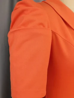 Women's Plus Size Curve Party Dress Work Dress Swing Dress Plain Long Dress Maxi Dress Short Sleeve Pleated Shirt Collar Fashion Party Orange Fall Winter XL XXL 3XL 4XL -HANs Plus Size Style Shop sqgare1694425989726