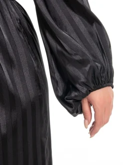 Women's Plus Size Curve Work Dress Satin Dress Black Dress Plain Midi Dress Long Sleeve Split V Neck Fashion Office Black Fall Winter L XL XXL 3XL 4XL -HANs Plus Size Style Shop staooj1694772912542