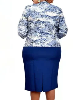 Women‘s Plus Size Curve Work Dress Leaf Crew Neck 3/4 Length Sleeve Spring Fall Stylish Work Knee Length Dress Vacation Going Out Dress -HANs Plus Size Style Shop suvuto1663740850457