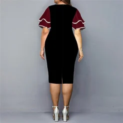 Women‘s Plus Size Curve Party Dress Color Block Crew Neck Print Short Sleeve Spring Fall Work Casual Prom Dress Knee Length Dress Casual Daily DressHomecoming Dress -HANs Plus Size Style Shop swgopr1639471972405