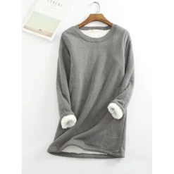 Women's Casual Dress Sweatshirt Dress Winter Dress Mini Dress Teddy Fleece Home Daily Going Out Basic Casual Crew Neck Long Sleeve Regular Fit Wine Red Big Red Black Color S M L XL XXL Size -HANs Plus Size Style Shop sxcqjl1628839708430