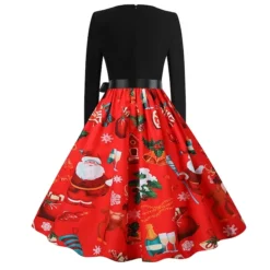 Women's Christmas Swing Dress Trumpet / Mermaid DressKnee Length Dress Black Long SleeveSnowman Zipper Bow Print Fall Winter V Neck Elegant HolidayParty 2022 S M L XL XXL XXXL -HANs Plus Size Style Shop tbppti1632650595779