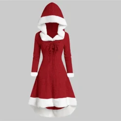 Women's Christmas Hoodie Dress Vintage Dress Midi Dress Green Black Wine Red Gray Long Sleeve Pure Color Patchwork Winter Fall Hooded Vacation Vintage 2022 S M L XL XXL 3XL -HANs Plus Size Style Shop tcnalb1667275373201