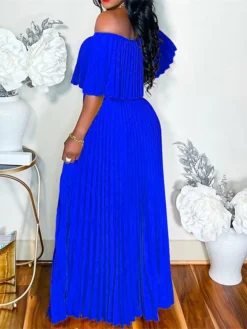 Women‘s Plus Size Curve Party Dress Pure Color Off Shoulder Half Sleeve Spring Fall Elegant Prom Dress Maxi Long Dress Party Dress -HANs Plus Size Style Shop tftojn1663320360930