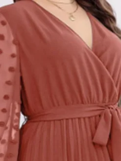 Women's Plus Size Prom Dress Party Dress Wedding Guest Dress Long Dress Maxi Dress Red Long Sleeve Pure Color Lace Up Fall Winter Autumn V Neck Fashion Winter Dress Evening Party Wedding Guest 2023 L -HANs Plus Size Style Shop tobrjg1693535320970