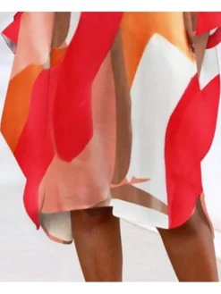 Women‘s Plus Size Curve Holiday Dress Print U Neck Print 3/4 Length Sleeve Fall Spring Casual Knee Length Dress Date Work Dress -HANs Plus Size Style Shop tpdpow1659514153848