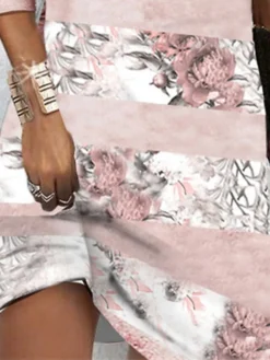 Women‘s Hoodie Dress Winter Dress Blue Purple Pink Long Sleeve Floral Print Winter Fall Hooded Vacation Casual Fall Dress 2022 S M L XL XXL 3XL -HANs Plus Size Style Shop tpmfbq1663061234589