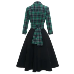 Women‘s Christmas Tartan Dress Vintage Dress Mini Dress Green Long Sleeve Plaid Patchwork Print Winter Fall Shirt Collar Vintage Casual Traditional Fall Dress 2022 S M L XL 2XL / Winter Dress -HANs Plus Size Style Shop tptksv1668161786244