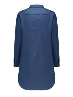 Women's Denim Dress Shirt Dress Shift Dress Mini Dress Outdoor Winter Dress Daily Cotton Denim Casual Shirt Collar Button Pocket Long Sleeve Summer Spring Fall 2023 Regular Fit Black Army Green Dark -HANs Plus Size Style Shop tqcyxs1695298365632