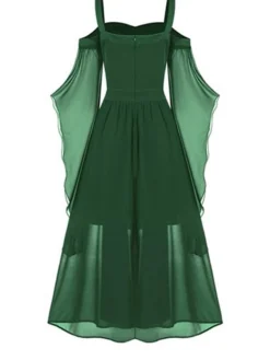 Women's Plus Size Curve Prom Dress Party Dress Vintage Dress Long Dress Maxi Dress Black Blue Purple Long Sleeve Pure Color Drawstring Spring Fall Winter Spaghetti Strap Vintage Halloween -HANs Plus Size Style Shop tqtdjg1692177199107