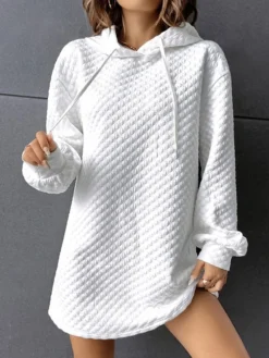 Women's Casual Dress Hoodie Dress Mini Dress Active Fashion Outdoor Sport Going Out Hoodie Pure Color Solid Color Loose Fit White S M L XL XXL
