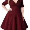 Women‘s Plus Size Curve Casual Dress Vintage Dress Solid Color Midi Dress Half Sleeve V Neck Fashion Daily Black Wine Summer Spring L XL XXL 3XL 4XL