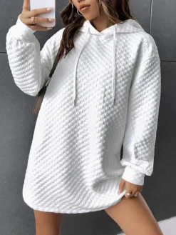Women's Casual Dress Hoodie Dress Mini Dress Active Fashion Outdoor Sport Going Out Hoodie Pure Color Solid Color Loose Fit White S M L XL XXL -HANs Plus Size Style Shop tzxeux1694427876278