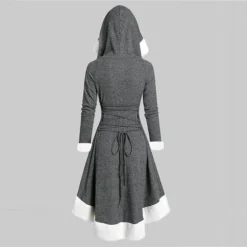 Women's Christmas Hoodie Dress Vintage Dress Midi Dress Green Black Wine Red Gray Long Sleeve Pure Color Patchwork Winter Fall Hooded Vacation Vintage 2022 S M L XL XXL 3XL -HANs Plus Size Style Shop ucmwui1667275374311