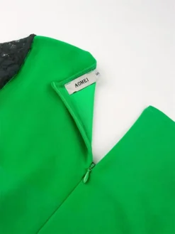 Women's Plus Size Curve Party Dress Work Dress Bodycon Color Block Long Dress Maxi Dress Long Sleeve Lace Ruffle V Neck Fashion Party Green Fall Winter XL XXL 3XL 4XL -HANs Plus Size Style Shop udpjgc1694425974830