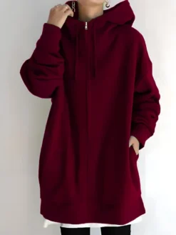 Women's Casual Dress Hoodie Dress Mini Dress Daily Casual Outdoor Vacation Going Out Hoodie Print Pure Color Regular Fit Burgundy Royal Blue Brown S M L XL XXL -HANs Plus Size Style Shop ufvrln1695027786096