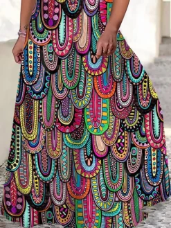 Women‘s Plus Size Curve Casual Dress Swing Dress Strap Dress Graphic Long Dress Maxi Dress Sleeveless Print Strap Romantic Daily Purple Summer Spring L XL XXL 3XL 4XL -HANs Plus Size Style Shop ugwrnw1681789477372