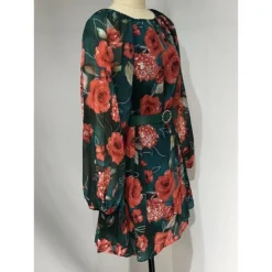 Women's Plus Size Curve Party Dress Casual Dress Cocktail Dress Floral Midi Dress Long Sleeve Print Crew Neck Fashion Party Purple Green Fall Winter XL XXL 3XL -HANs Plus Size Style Shop uhzkyn1695645428556