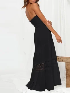 Women's Long Dress Maxi Dress Casual Dress Sheath Dress Swing Dress Pure Color Streetwear Casual Outdoor Holiday Date Ruched Patchwork Sleeveless Strapless Dress Slim Black White Yellow Summer Spring -HANs Plus Size Style Shop ulmdtv1683083775397