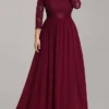 Women's Plus Size Curve Prom Dress Party Dress Lace Dress Long Dress Maxi Dress White Pink Wine 3/4 Length Sleeve Pure Color Lace Spring Fall Winter Crew Neck Fashion Birthday Evening Party