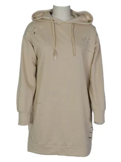 Women's Casual Dress Hoodie Dress Plain Dress Mini Dress Pocket Ripped Outdoor Daily Going Out Active Fashion Hooded Long Sleeve 2023 Loose Fit Pink Khaki Army Green Color S M L XL Size -HANs Plus Size Style Shop uofuxg1694487169500