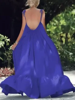 Women's Casual Dress Swing Dress Long Dress Maxi Dress Black White Yellow Sleeveless Pure Color Backless Summer Spring Fall Spaghetti Strap Fashion Vacation Loose Fit 2023 S M L XL 2XL 3XL 4XL 5XL -HANs Plus Size Style Shop uqdxut1672313551342