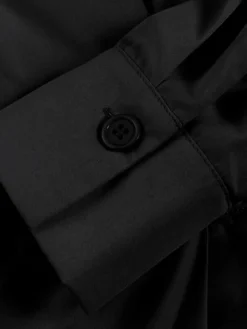 Women's Shirt Dress Casual Dress Swing Dress Maxi Long Dress Outdoor Office Holiday Polyester Basic Modern Shirt Collar Ruched Pocket Long Sleeve Summer Spring Fall 2023 Regular Fit Black Army Green -HANs Plus Size Style Shop usdgms1679036634675