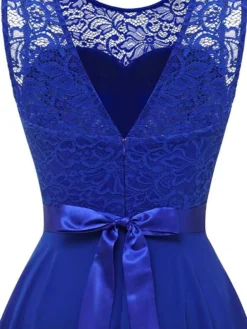 Women‘s Plus Size Curve Black Dress Easter Dress Lace Sleeveless Party Dress Solid Color Crew Neck Spring Fall Prom Dress Maxi Dress Party Club Dress Dress -HANs Plus Size Style Shop usmmas1650968967970