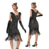 Women's Retro 1920s Fringe Dress Midi Dress Party Halloween Sequins Tassel Fringe Floral V Neck Sleeveless Regular Fit Spring Fall 2023 Black Pink XS S M L