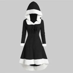 Women's Christmas Hoodie Dress Vintage Dress Midi Dress Green Black Wine Red Gray Long Sleeve Pure Color Patchwork Winter Fall Hooded Vacation Vintage 2022 S M L XL XXL 3XL -HANs Plus Size Style Shop utpugg1667275376679