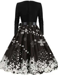 Women's Christmas Party Dress Swing DressKnee Length Dress Green Purple Wine Red Black Long Sleeve Santa Claus Elk Snowman Print Fall Winter V Neck Vintage Party Elegant Party 2022 S M L XL XXL 3XL -HANs Plus Size Style Shop uuegyf1665475507804