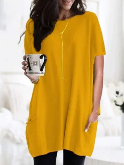 Women's Mini Dress ArmyGreen Malachite Green Black Short Sleeve Pure Color Spring Summer Crew Neck Boom Sale Dress S M L XL 2XL 3XL 4XL 5XL -HANs Plus Size Style Shop uupsue1646985449730