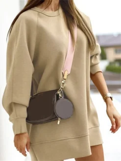 Women's Casual Dress Sweatshirt Dress Winter Dress Mini Dress Patchwork Outdoor Street Daily Active Fashion Crew Neck Long Sleeve 2023 Loose Fit Black White Green Color S M L XL XXL Size -HANs Plus Size Style Shop uwixrs1693539411640