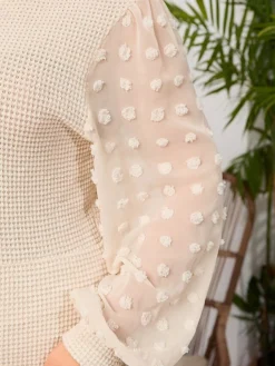 Women's Plus Size Curve Party Dress Wedding Guest Dress Sheath Dress Midi Dress Beige Long Sleeve Pure Color Patchwork Fall Winter Autumn Crew Neck Fashion Wedding Guest Vacation Fall Dress L XL XXL -HANs Plus Size Style Shop uyippz1692173912938