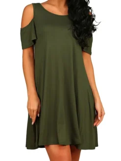 Women's Casual Dress T Shirt Dress Tee Dress Shift Dress Plain Pocket Cut Out Crew Neck Mini Dress Active Streetwear Outdoor Daily Short Sleeve Regular Fit Black White Green Spring Summer S M L XL XXL