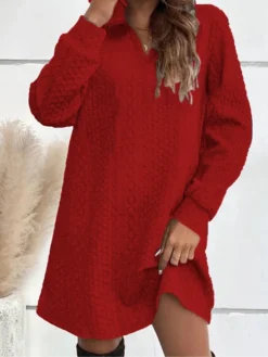 Women's Hoodie Dress Casual Dress Mini Dress Fashion Daily Outdoor Holiday Vacation Hoodie Knit Solid Color Loose Fit Black Red Blue S M L XL XXL -HANs Plus Size Style Shop vbjumq1697541641153
