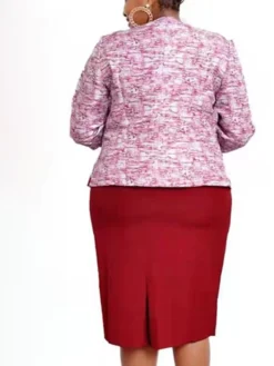 Women‘s Plus Size Curve Work Dress Leaf Crew Neck 3/4 Length Sleeve Spring Fall Stylish Work Knee Length Dress Vacation Going Out Dress