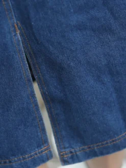 Women's Denim Dress Denim Overall Pinafore Dress Maxi Long Dress Denim Basic Casual Daily Holiday Vacation Square Neck Pocket Split Sleeveless Summer Spring Fall 2023 Regular Fit Blue Pure Color S M -HANs Plus Size Style Shop vflymi1653635950341