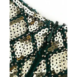 Women's Retro 1920s Fringe Dress Midi Dress Party Halloween Sequins Tassel Fringe Floral V Neck Short Sleeve Regular Fit Spring Fall 2023 Silver Black S M L XL -HANs Plus Size Style Shop viaccw1692849714657