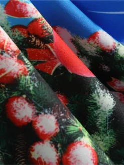 Women's Christmas Knee Length Dress Blue Purple Wine Gray Green Black Red Light Blue Long Sleeve Print Bow Print Fall Winter Round Neck Casual Vintage2021 S M L XL XXL -HANs Plus Size Style Shop viayvi1629971943835