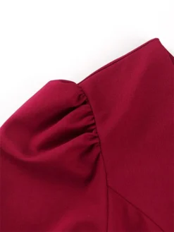 Women's Plus Size Curve Party Dress Bodycon Sheath Dress Plain Midi Dress Long Sleeve Ruffle One Shoulder Fashion Party Wine Fall Winter XL XXL 3XL 4XL -HANs Plus Size Style Shop vjaehx1694425978968